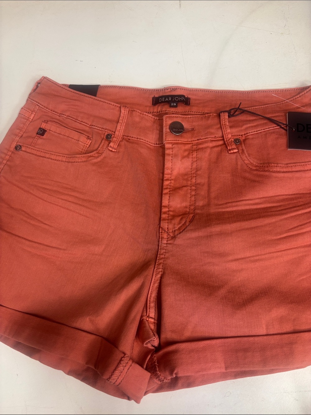 Dear John Rust Orange Rolled-Hem Denim Shorts - Picture 3 of 7